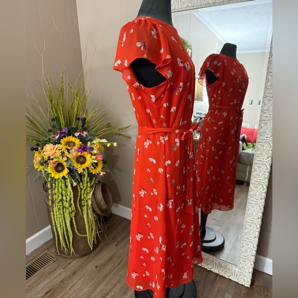 Banana Republic Red Floral Midi Dress - Picture 13 of 16